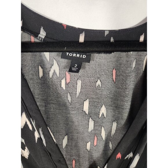 Torrid Womens Plus Wrap Dress Midi Black Print Career Classic Comfort 2 Us:18/20 - Picture 3 of 6